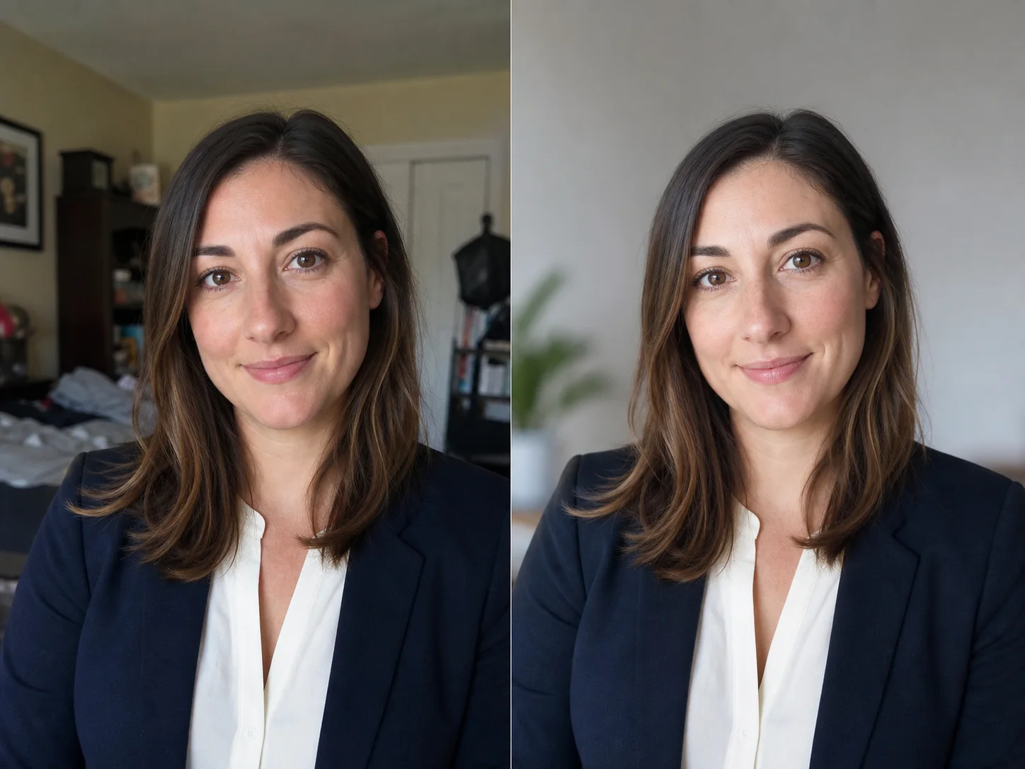 portrait before and after clean professional background for change photo background online