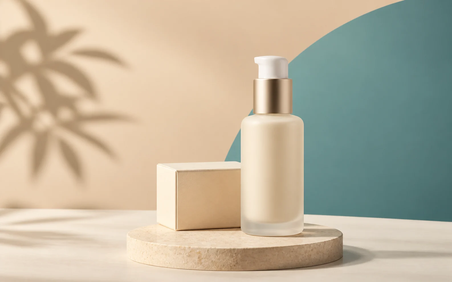 skincare product on a clean studio background after background replacement