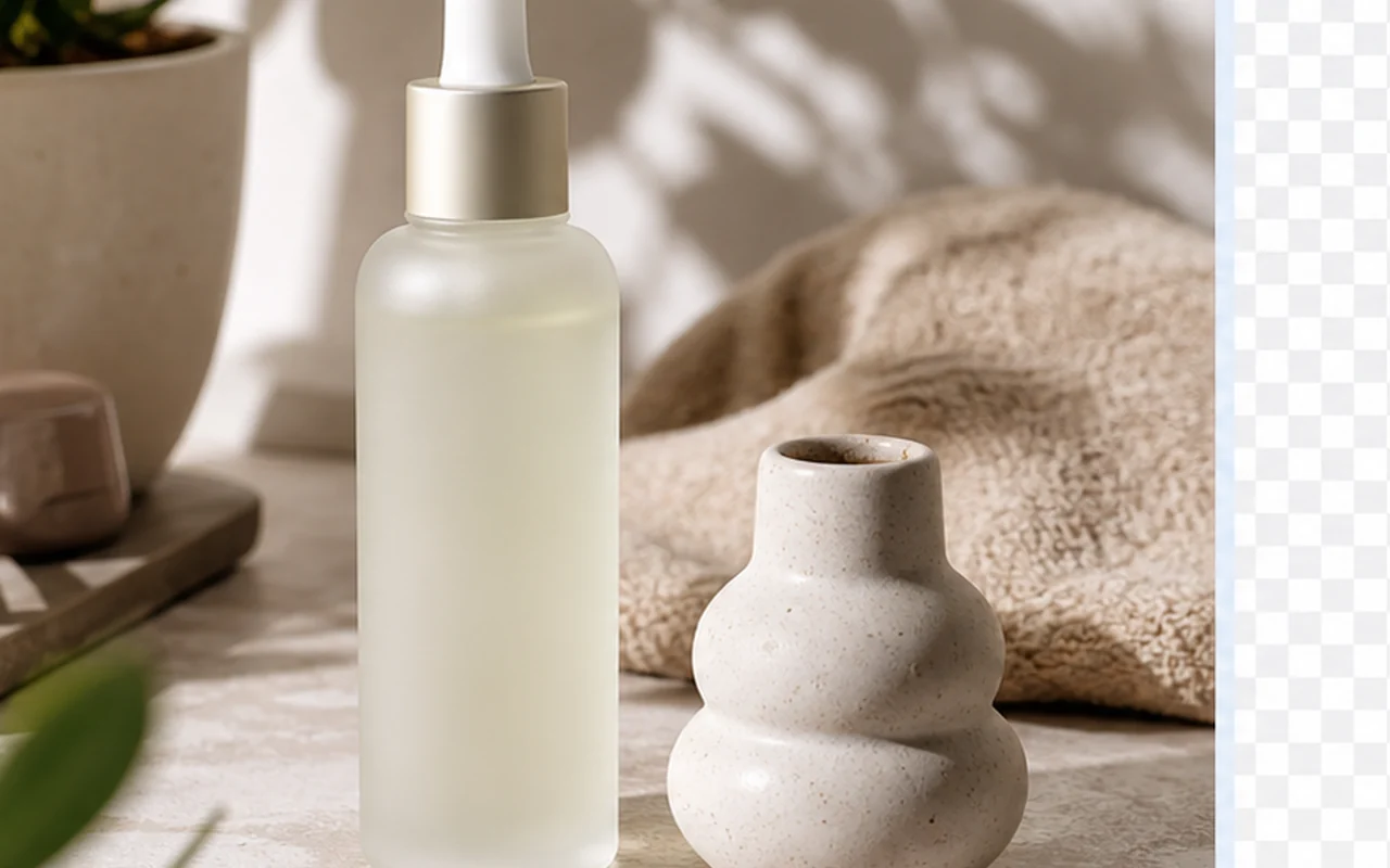 skincare product photo with cluttered background before remove background online
